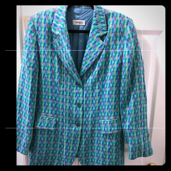 Missoni zigzag blue collared 3-button Blazer sz 12